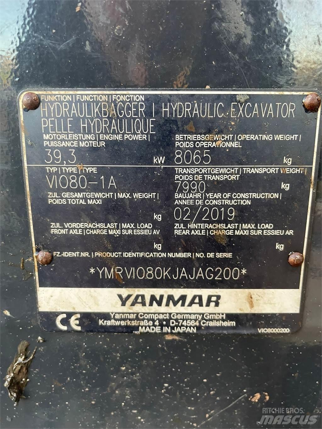Yanmar Vio 80-1A Mini rýpadlá < 7t