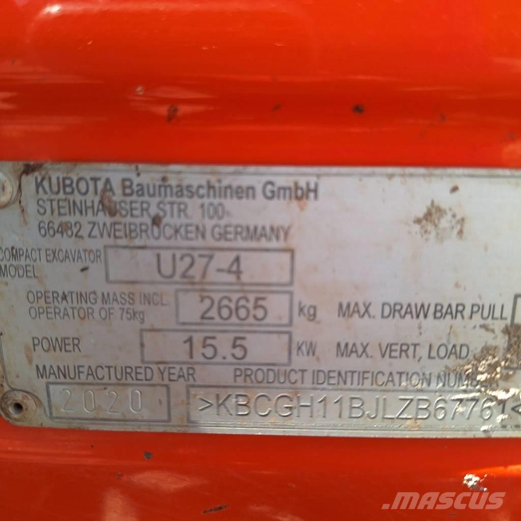 Kubota U 27-4 Mini rýpadlá < 7t