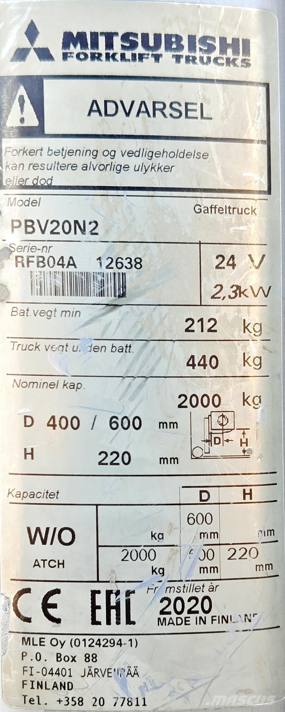 Mitsubishi PBV20N2 Vozíky s plošinou pre náklad