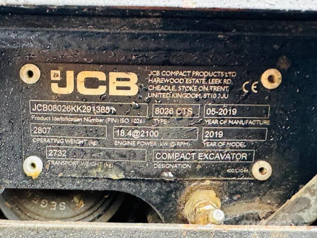JCB 8026 CTS Mini rýpadlá < 7t