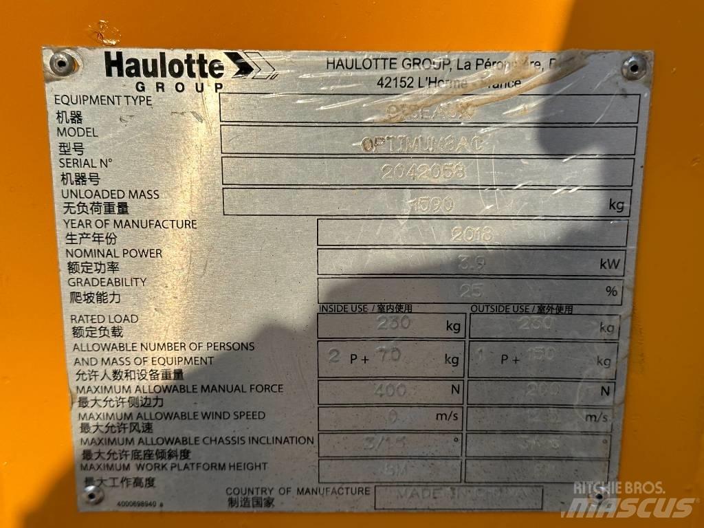 Haulotte OPTIMUM 8 Nožnicové zdvíhacie plošiny