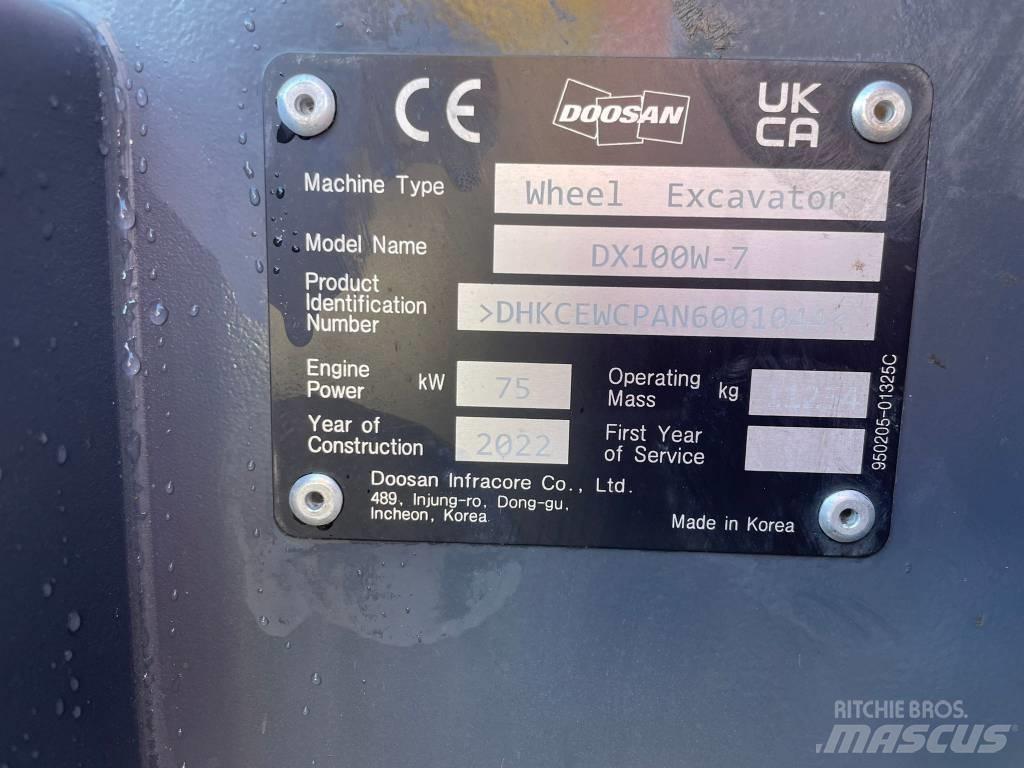Doosan DX100W-7 Kolesové rýpadlá