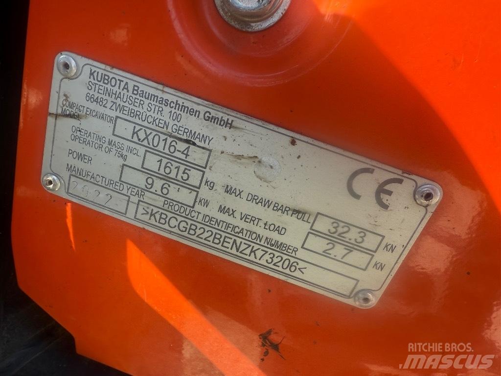 Kubota KX 016-4 Mini rýpadlá < 7t