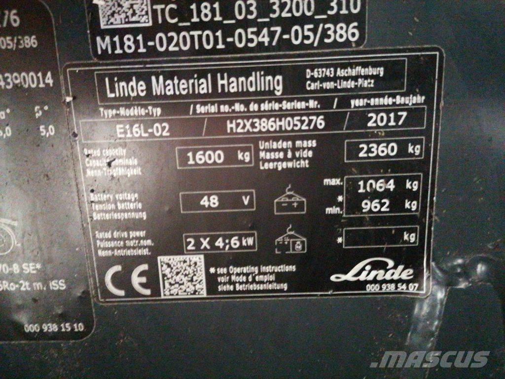Linde E16L-02 Akumulátorové vozíky