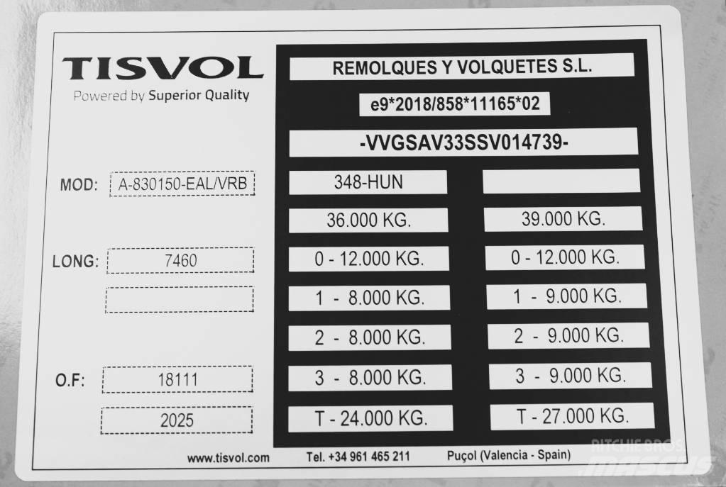  Tisvol 26,8m3 EVR Vyklápacie prívesy