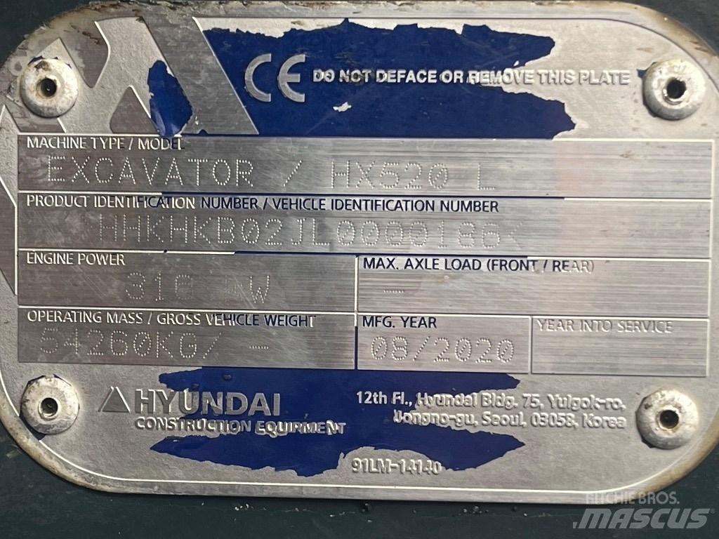 Hyundai HX 520 L Pásové rýpadlá