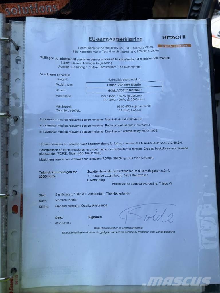 Hitachi ZX 145 W-6 Kolesové rýpadlá