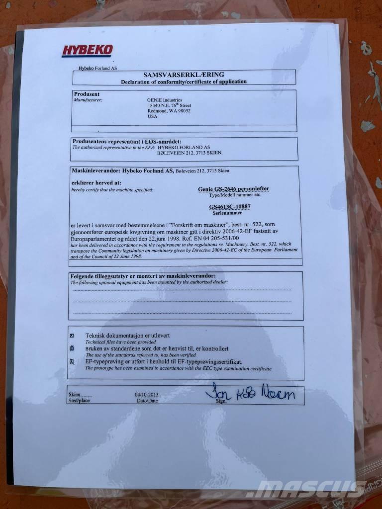 Genie GS 2646 Nožnicové zdvíhacie plošiny