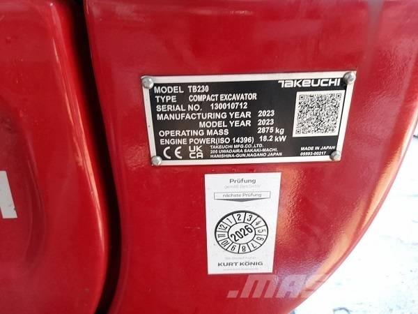 Takeuchi TB 230 Mini rýpadlá < 7t