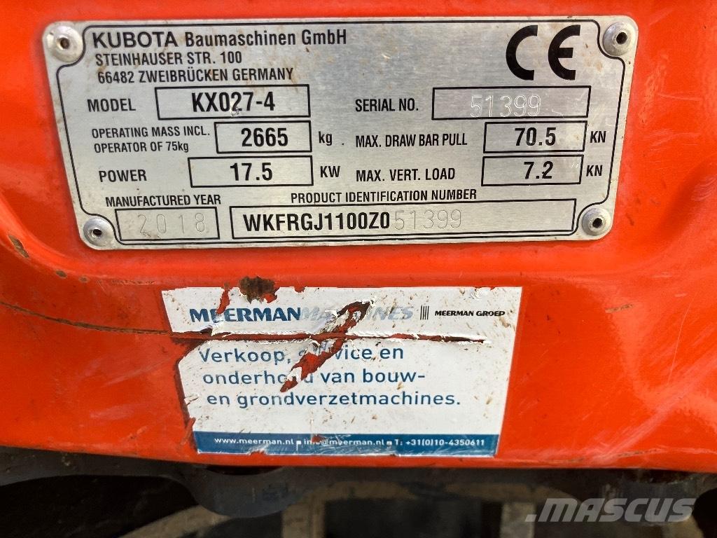 Kubota KX 027-4 Mini rýpadlá < 7t
