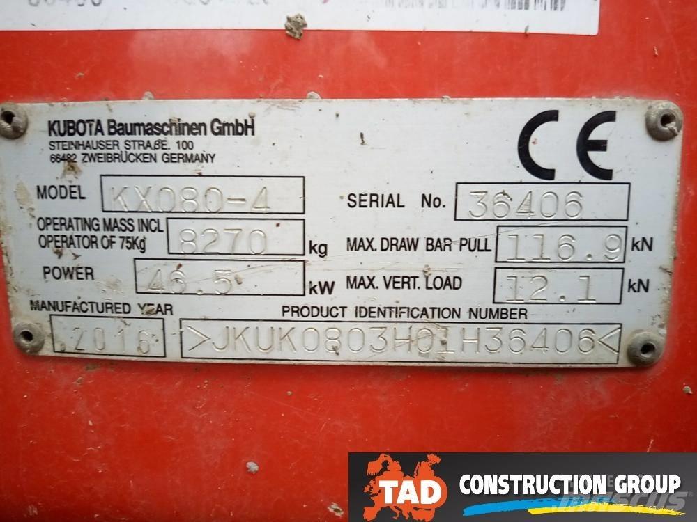 Kubota KX 080-4 Midi rýpadlá 7 t - 12 t