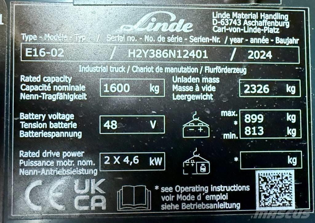 Linde E16/386-02 Akumulátorové vozíky
