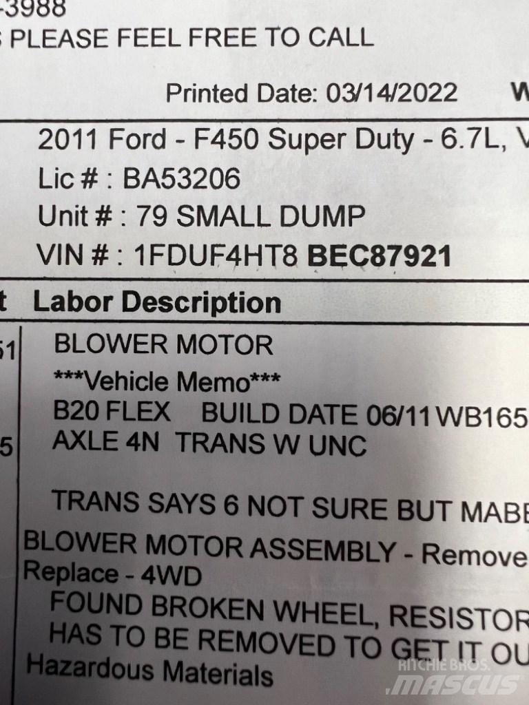 Ford F450 SUPER  DUTY Stavebníctvo - ostatné