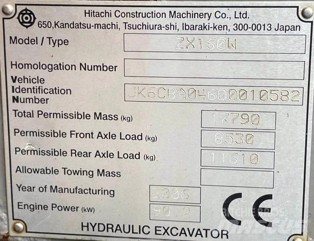 Hitachi ZX 160W Kolesové rýpadlá