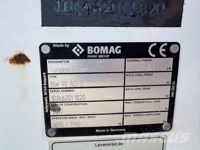 Bomag BW90 AD-5, Vält Tandemové valce