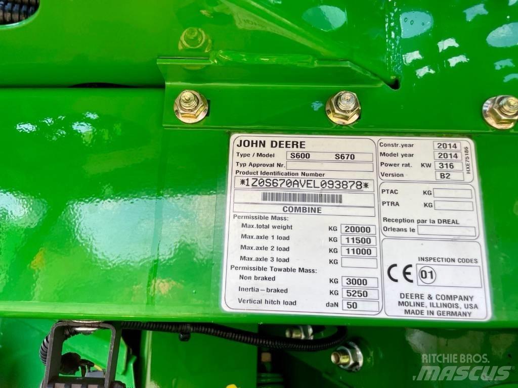 John Deere S 670 i Kombinované zberacie stroje