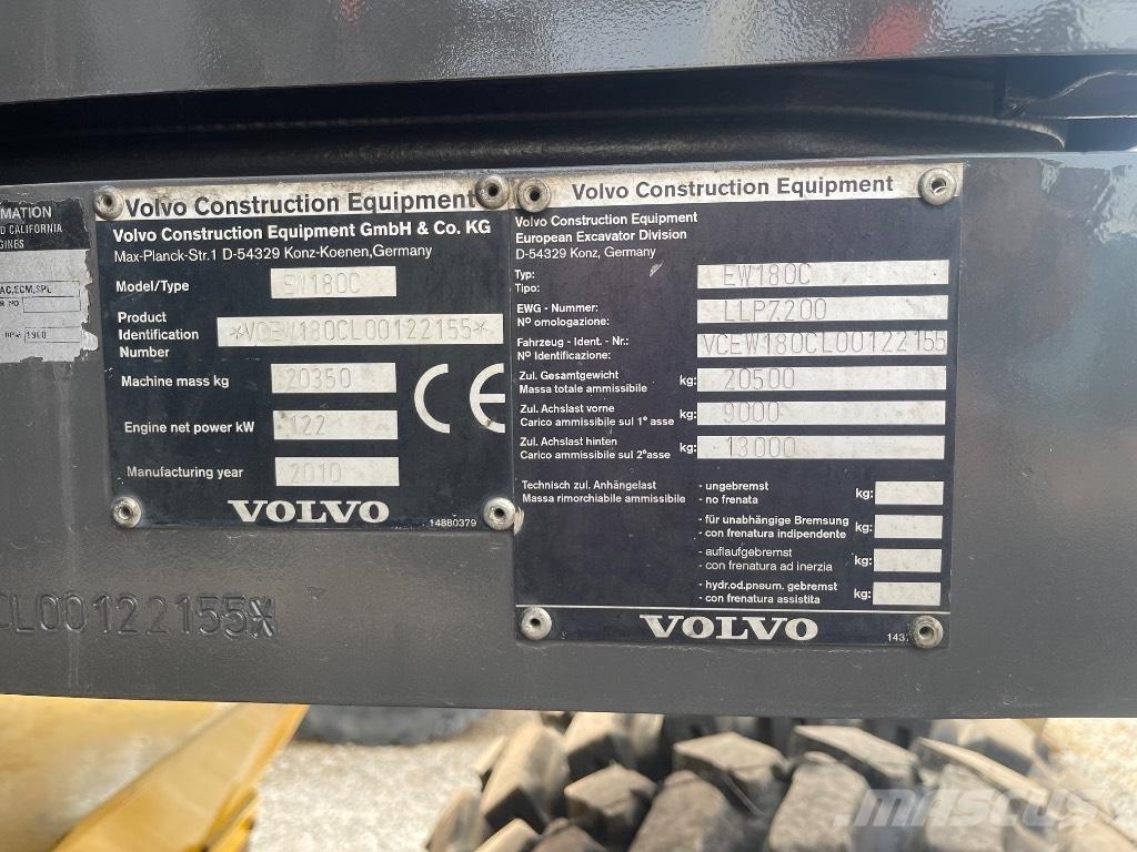 Volvo EW 180 C Kolesové rýpadlá