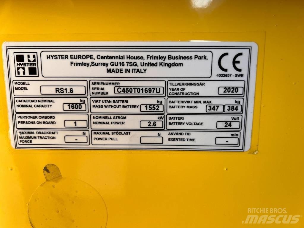 Hyster RS1.6 Samohybné vozíky