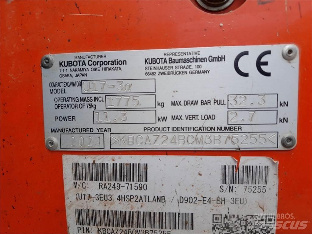 Kubota U17-3 Mini rýpadlá < 7t