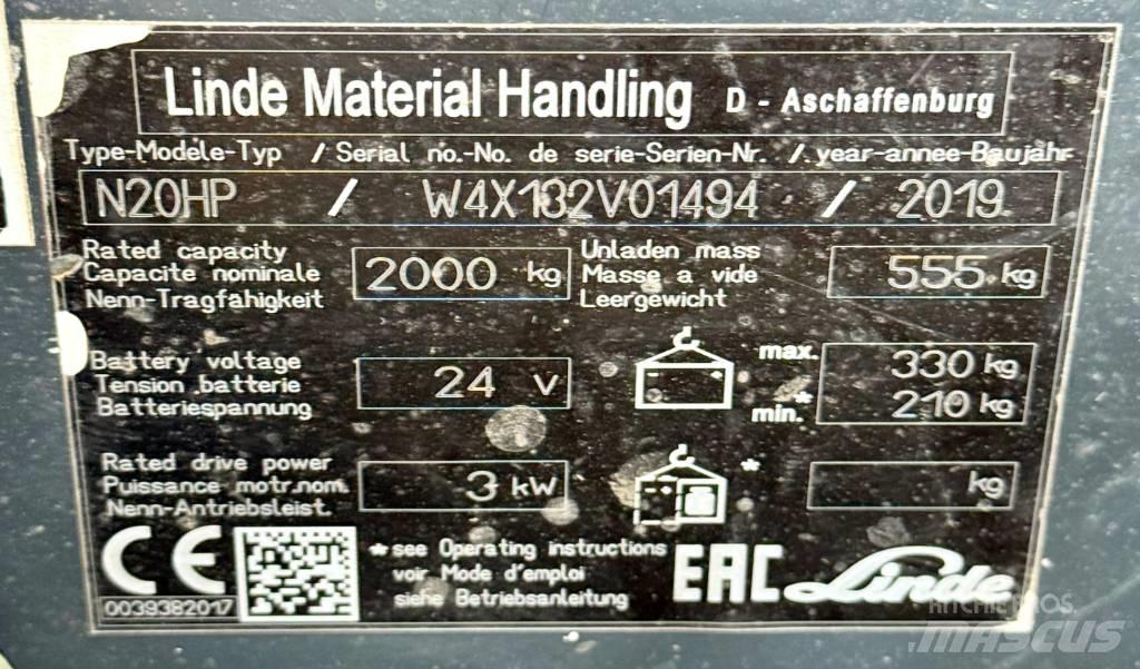 Linde N20HP/132 Nízkozdvižné vozíky