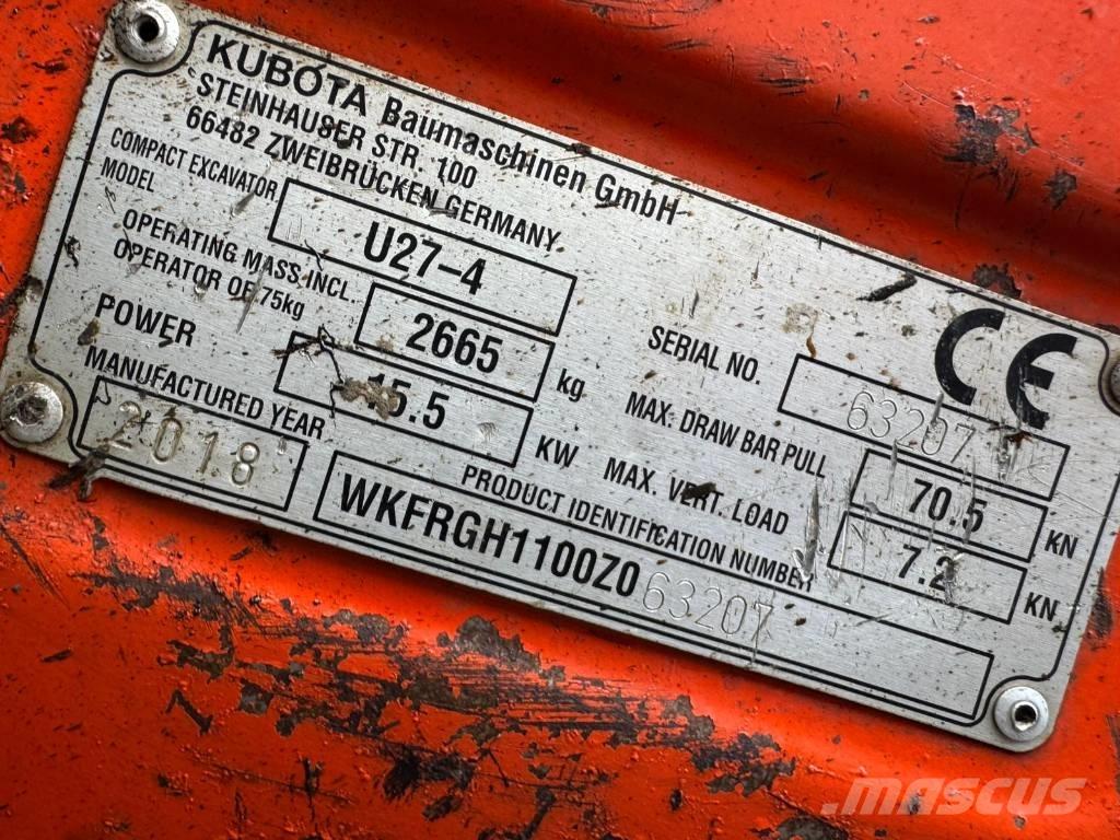Kubota U 27-4 Mini rýpadlá < 7t
