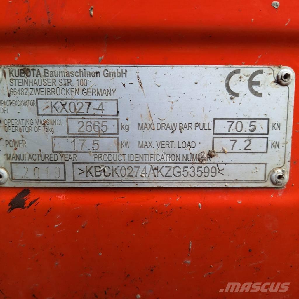 Kubota KX 027-4 Mini rýpadlá < 7t