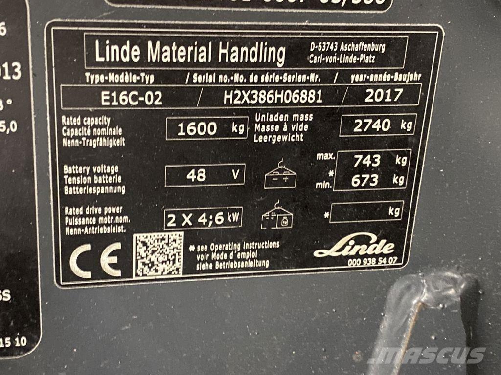 Linde E16C-02 Akumulátorové vozíky