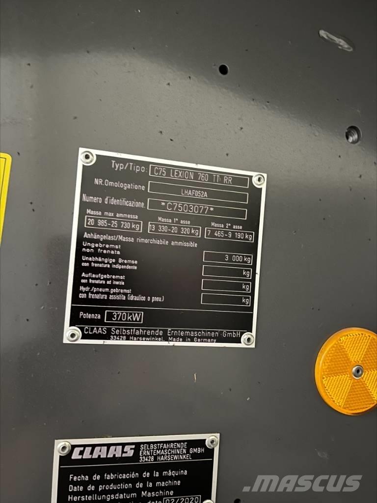 CLAAS Lexion 760 TT Kombinované zberacie stroje