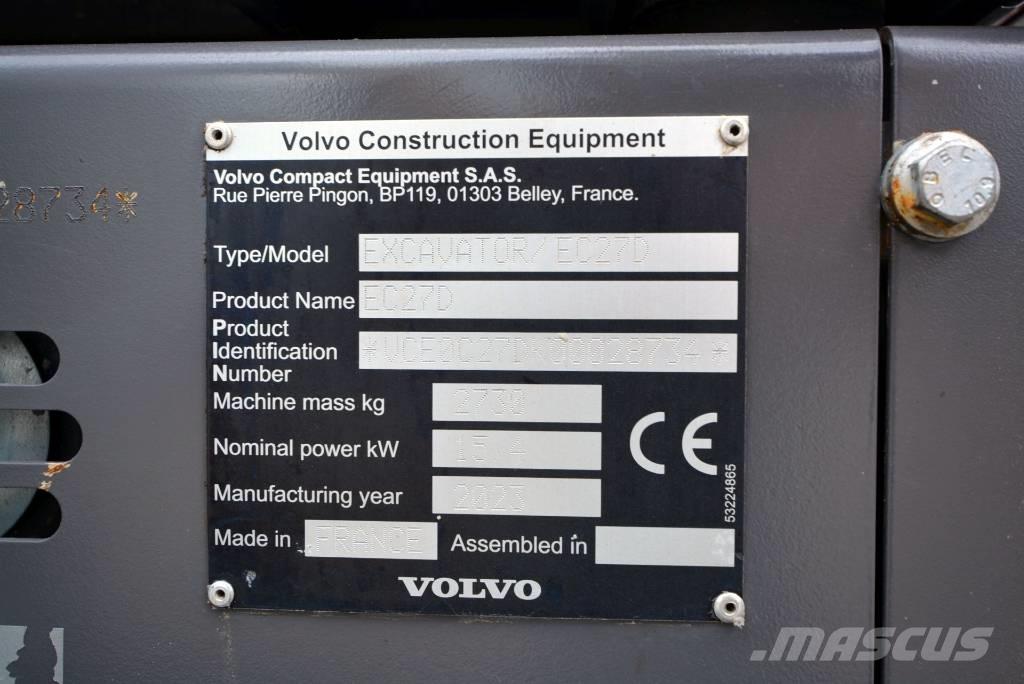 Volvo EC 27 D Mini rýpadlá < 7t