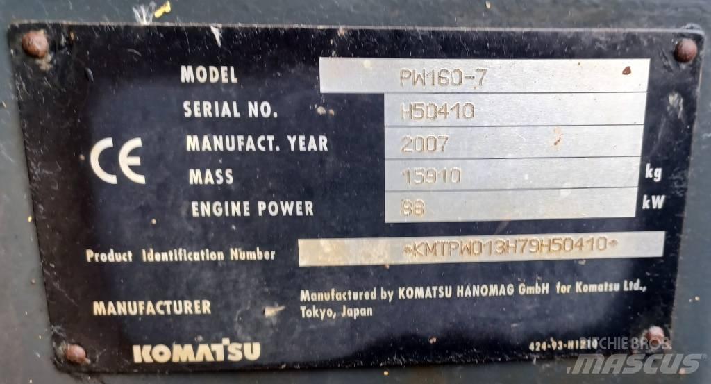 Komatsu PW 160-7 Kolesové rýpadlá