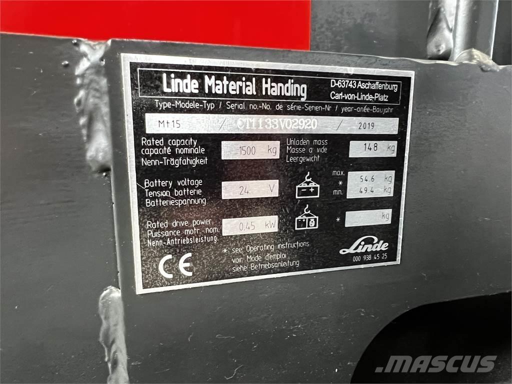 Linde MT15 Ručne vedené vysokozdvižné vozíky