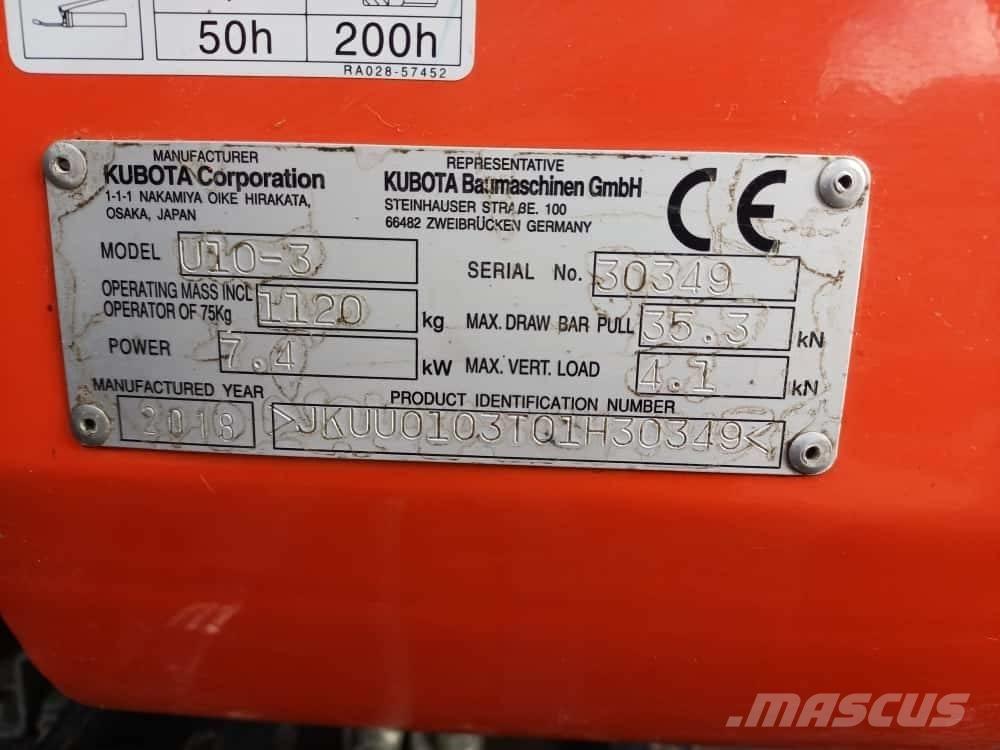 Kubota U 10-3 Mini rýpadlá < 7t
