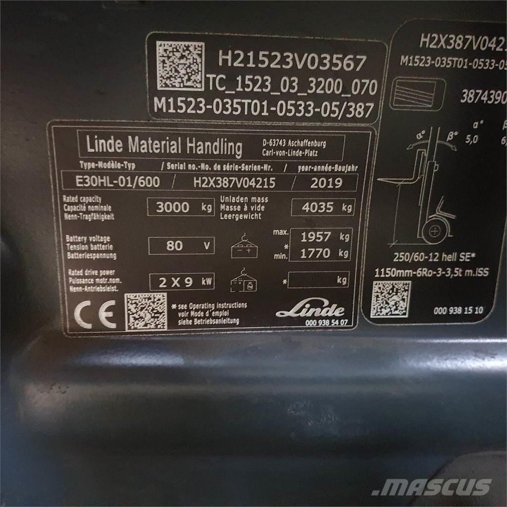 Linde E30/600HL Akumulátorové vozíky
