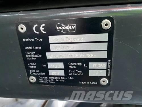 Doosan DX170W-5 Kolesové rýpadlá