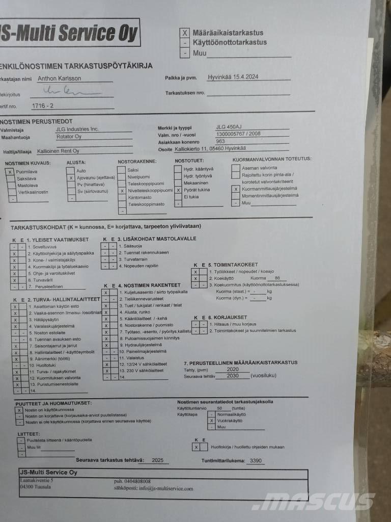 JLG 450 AJ Kĺbové plošiny