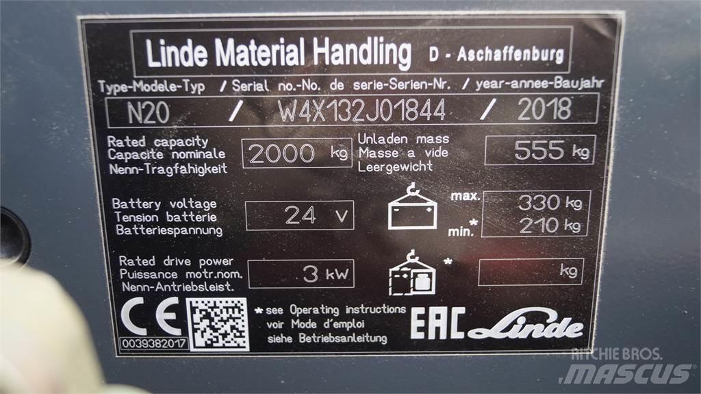 Linde N20 kurz Nízkozdvižné vozíky