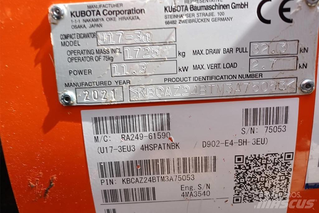 Kubota U 17-3 Mini rýpadlá < 7t