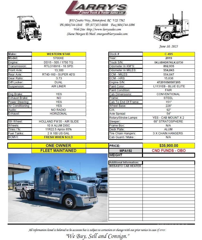Western Star 5700 XE Ťahače
