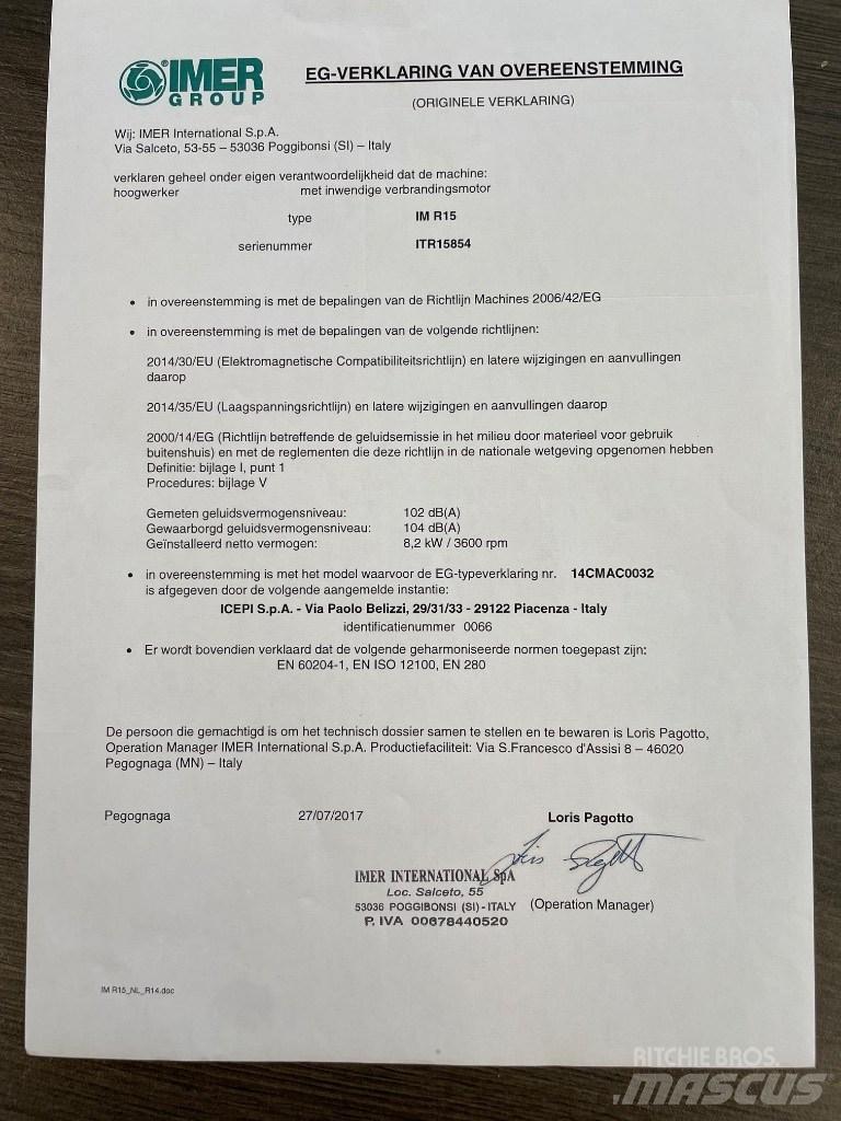 Imer IMR 15B Kĺbové plošiny