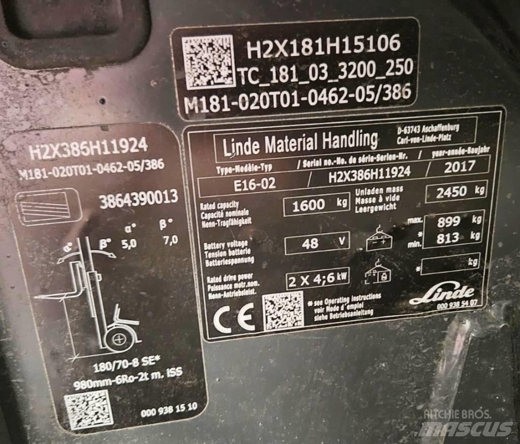 Linde E16-02 Akumulátorové vozíky