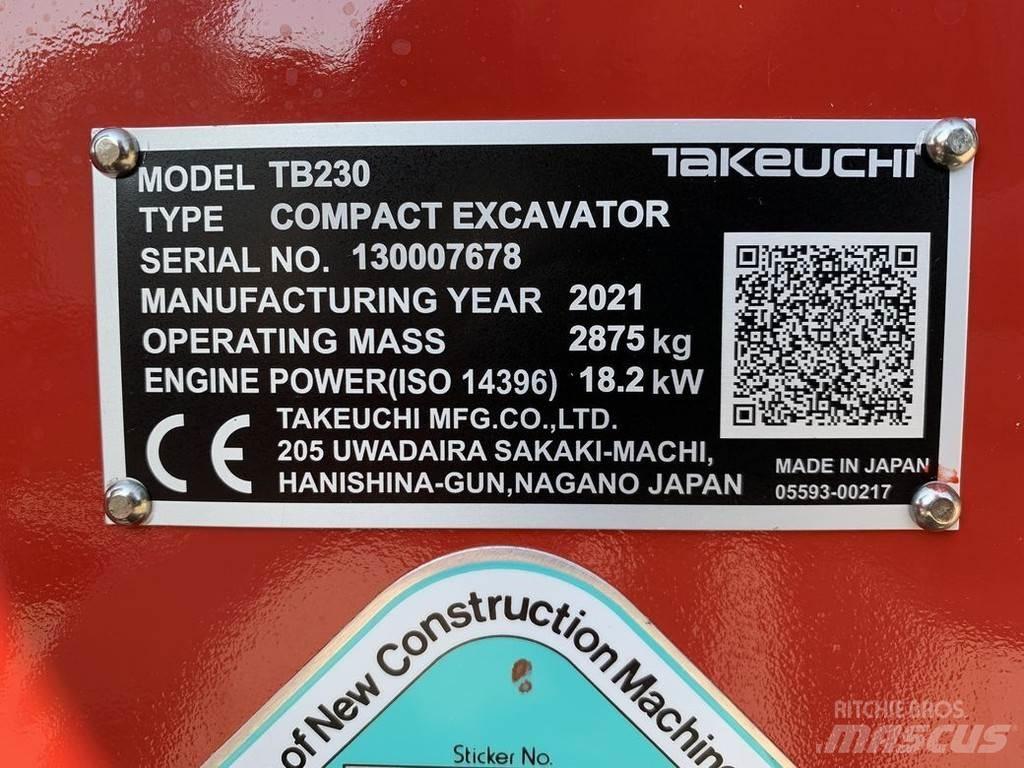 Takeuchi TB230 V3 Mini rýpadlá < 7t