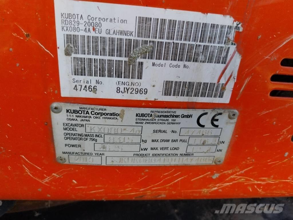 Kubota KX 080-4 Midi rýpadlá 7 t - 12 t