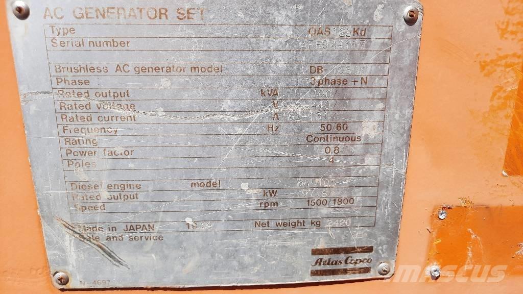 Atlas Copco QAS 125 Naftové generátory