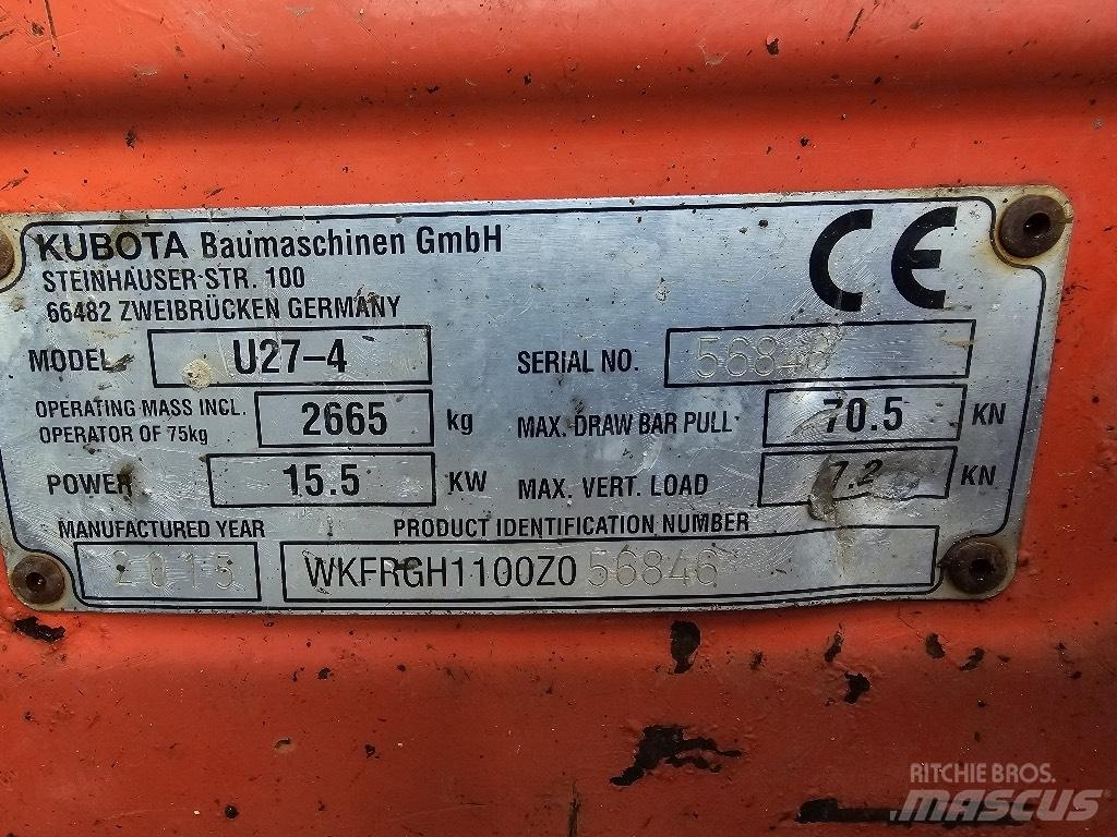 Kubota U 27-4 Mini rýpadlá < 7t