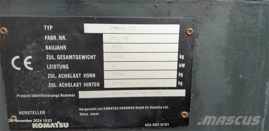 Komatsu PW160-7E0 Kolesové rýpadlá