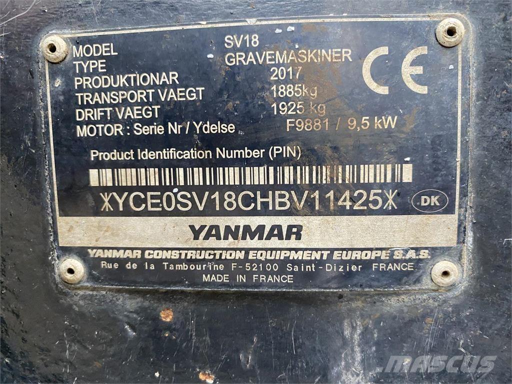 Yanmar SV18 Kolesové rýpadlá