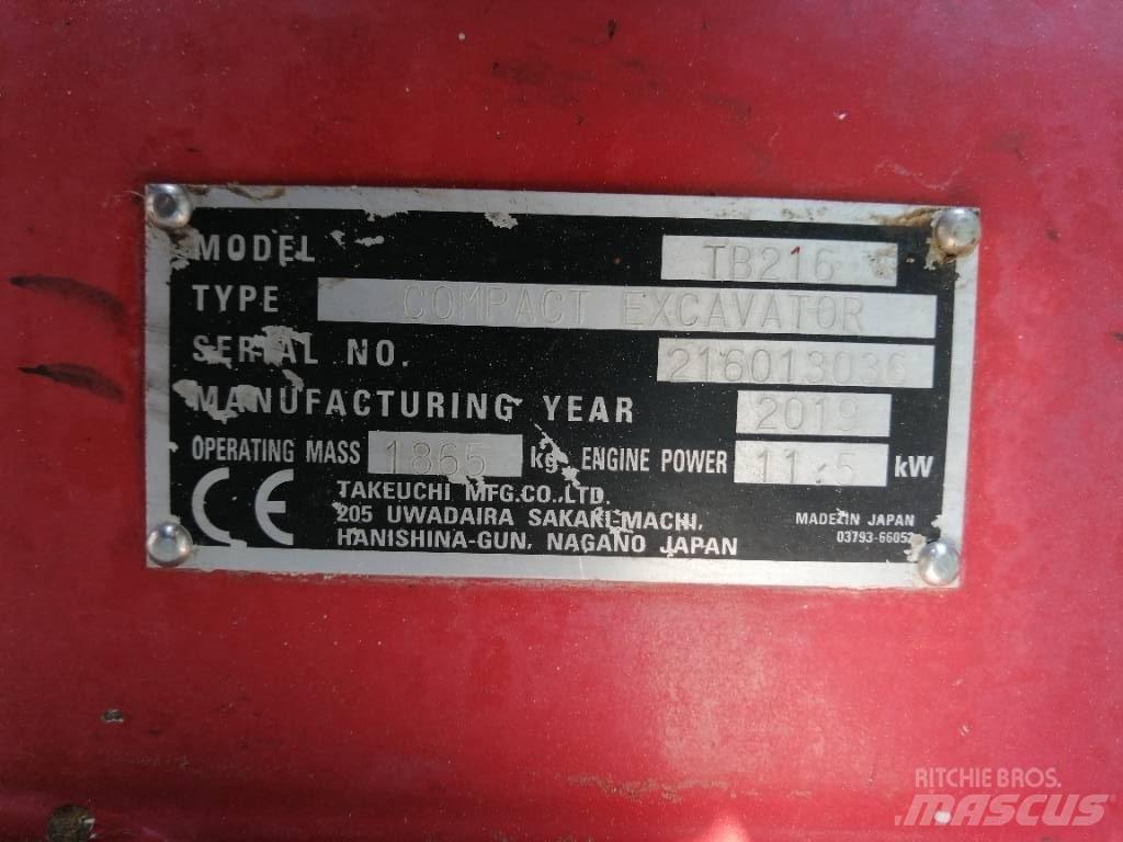 Takeuchi TB 216 Mini rýpadlá < 7t