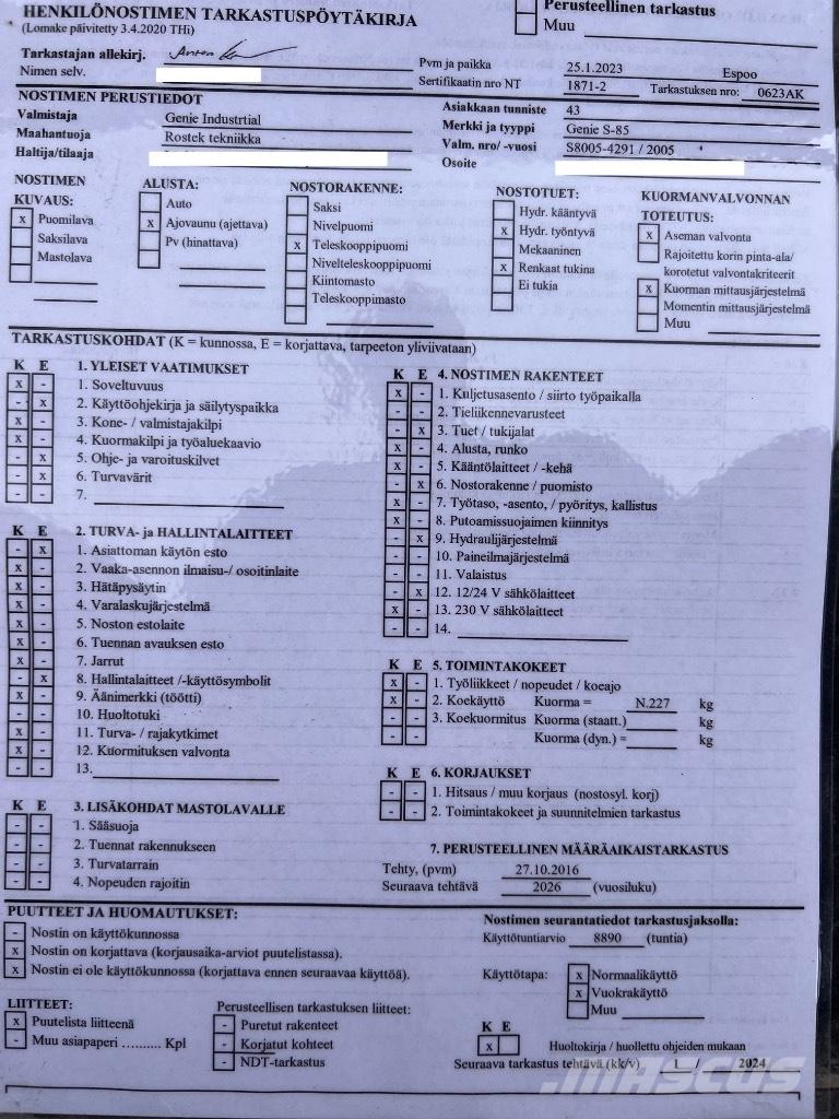 Genie S 85 Kĺbové plošiny