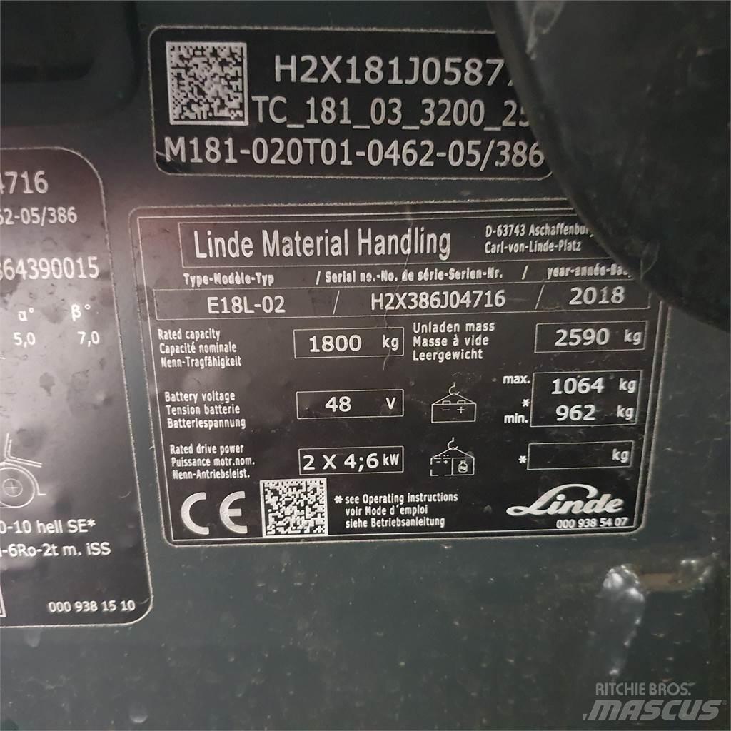 Linde E18L Akumulátorové vozíky