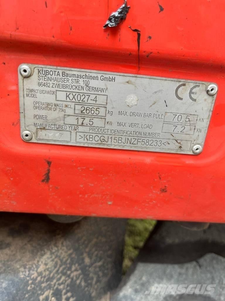 Kubota KX 027-4 Mini rýpadlá < 7t